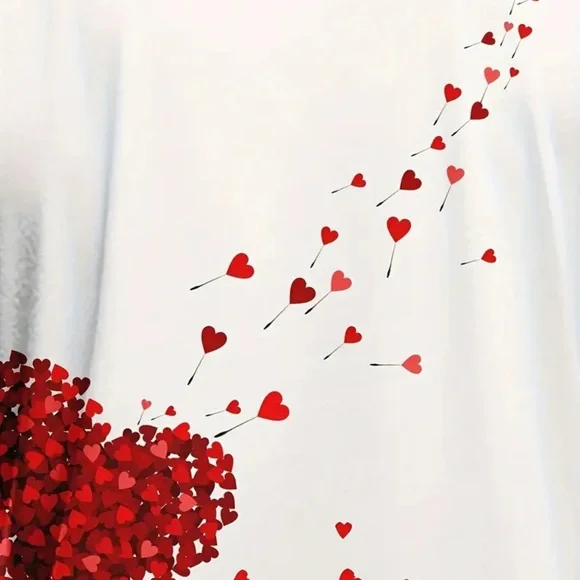 White T-Shirt with Red Heart Design - Picture 4 of 6